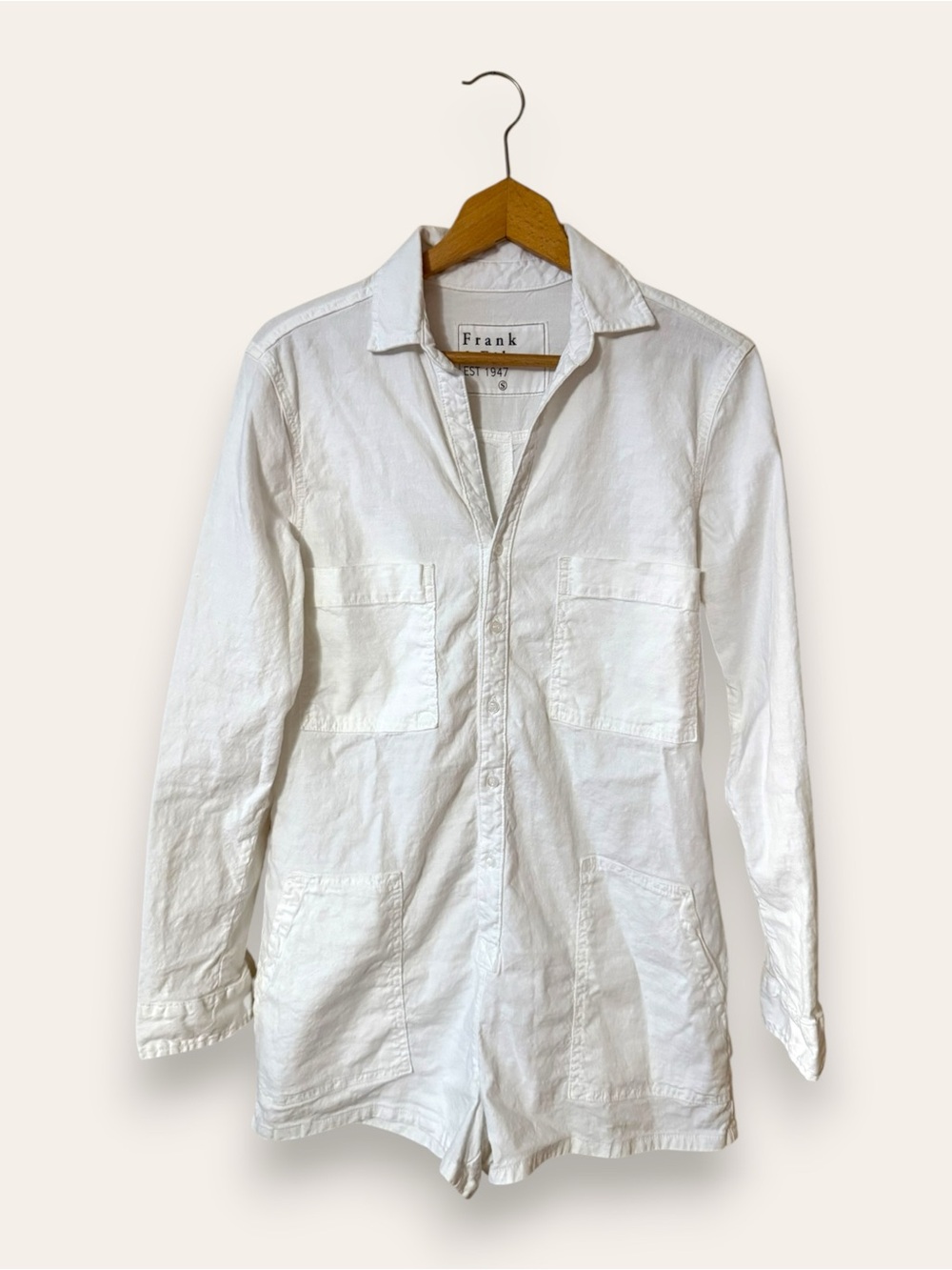 Frank & Eileen Ireland Play Suit White Italian Linen Romper Small Women’s - Picture 2 of 6